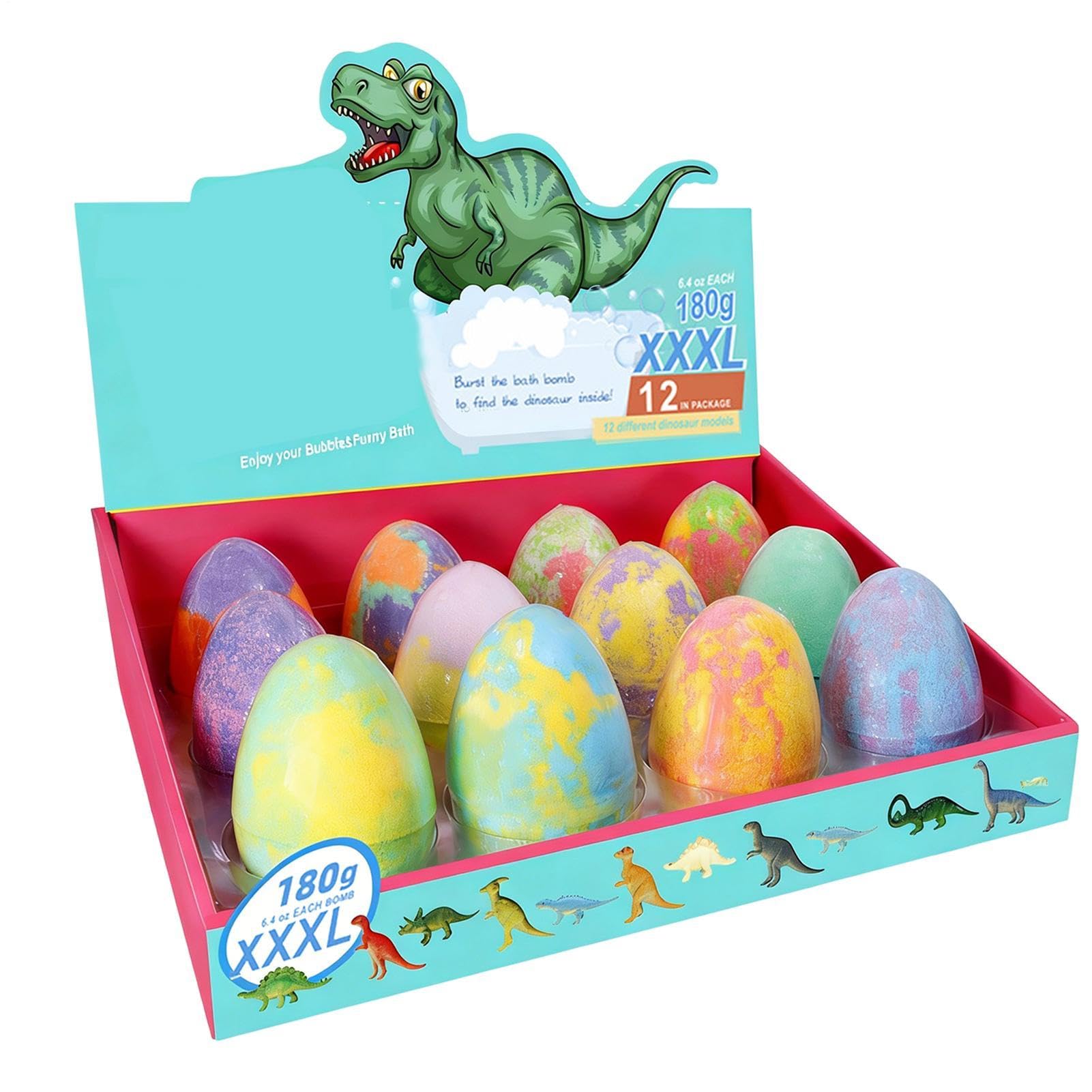 Bombe Da Bagno Effervescenti Per Bambini 12 Pezzi Profumati per Vasca | Set Di Palline Frizzanti Dinosauro Con Giocattoli All'Interno Per Vasca Da Bagno Domestica Spa Hotel Vacanza Festa Asilo