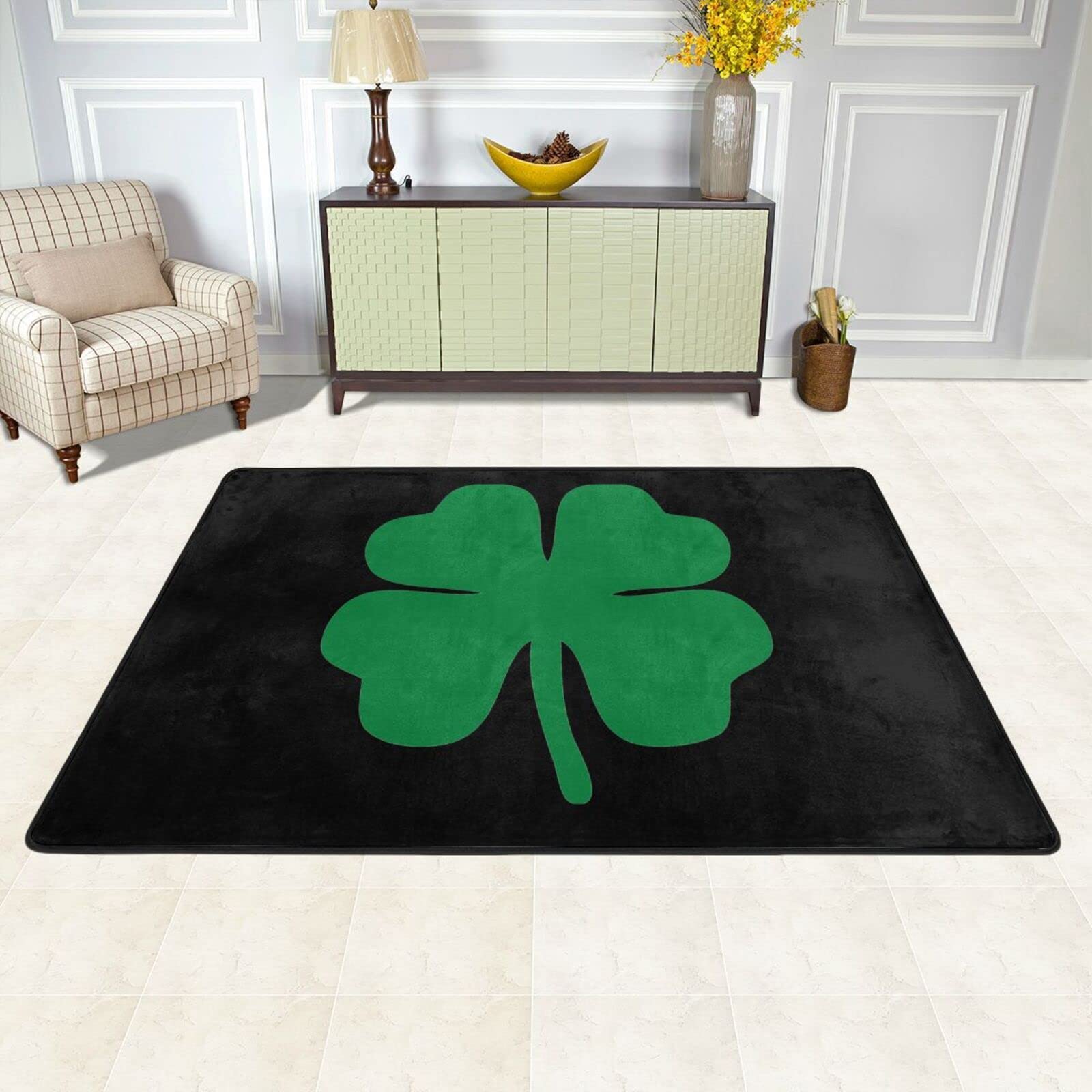 Amazon.com: Green 4 Leaf Clover Area Rug Living Room Bedroom