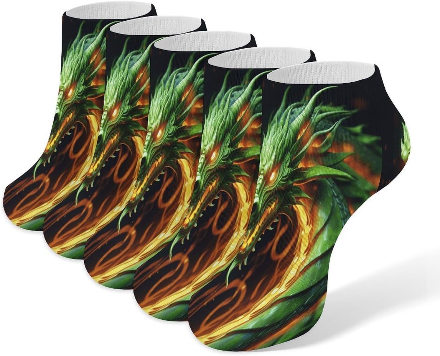Chinese Dragon Ankle Sock,Cushioned Crew Socks Low Cut Compression Running Sock with Ankle Support for Men Women(5 Pairs)