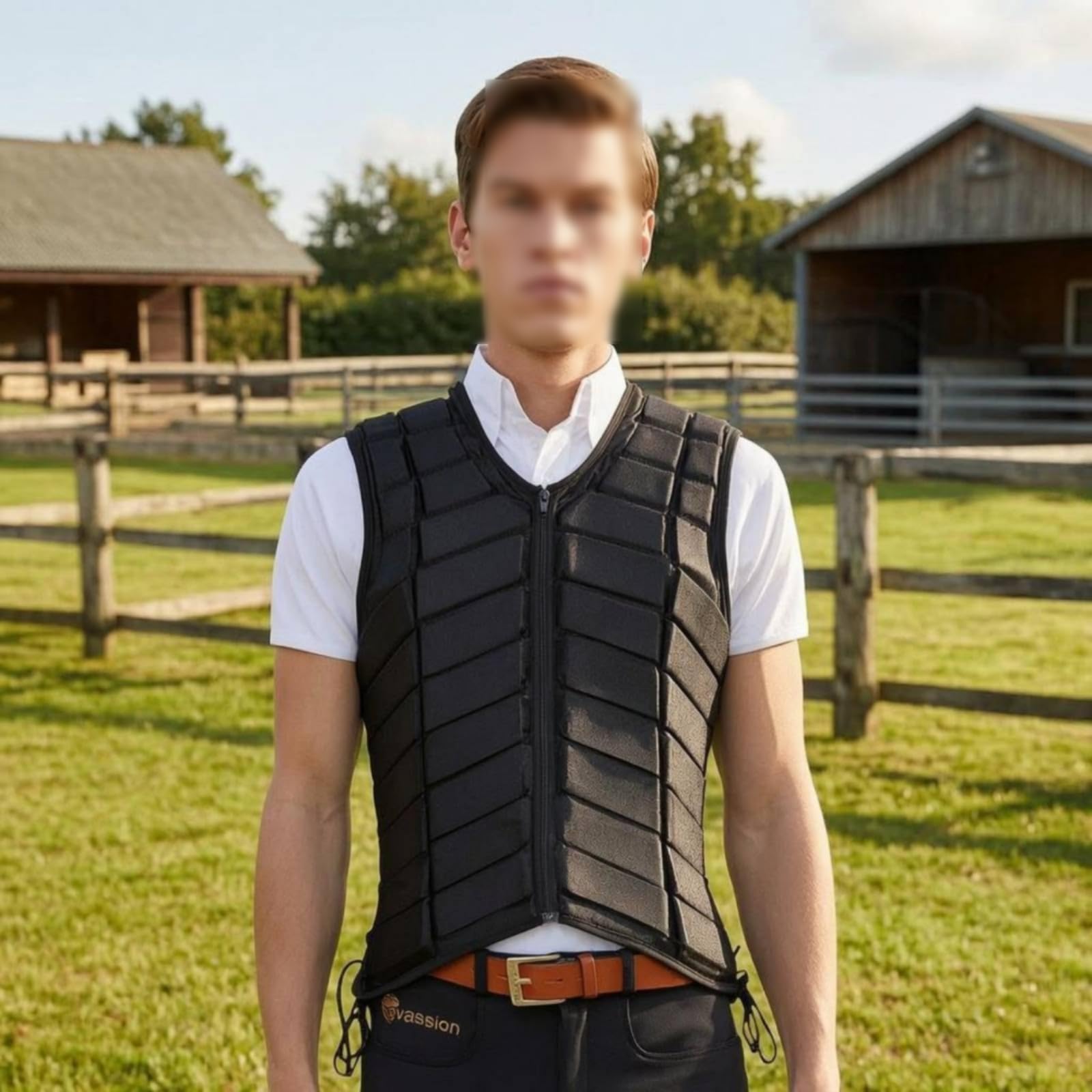 LOVIVER Gilet Protettivo Equestre Giubbotto Sicurezz Panciotto Toracico Pettorina Cavalcata con Protezione Torace E Schiena Chiusura Frontale a Zip Adatto per Maneggio Trekking Lezioni
