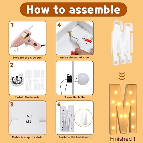 Miniatura 3 de imprsv Letras iluminadas de marquesina, letras de mosaico de 4 pies para baby shower, compromiso, decoración de fiesta de graduación, letras grandes