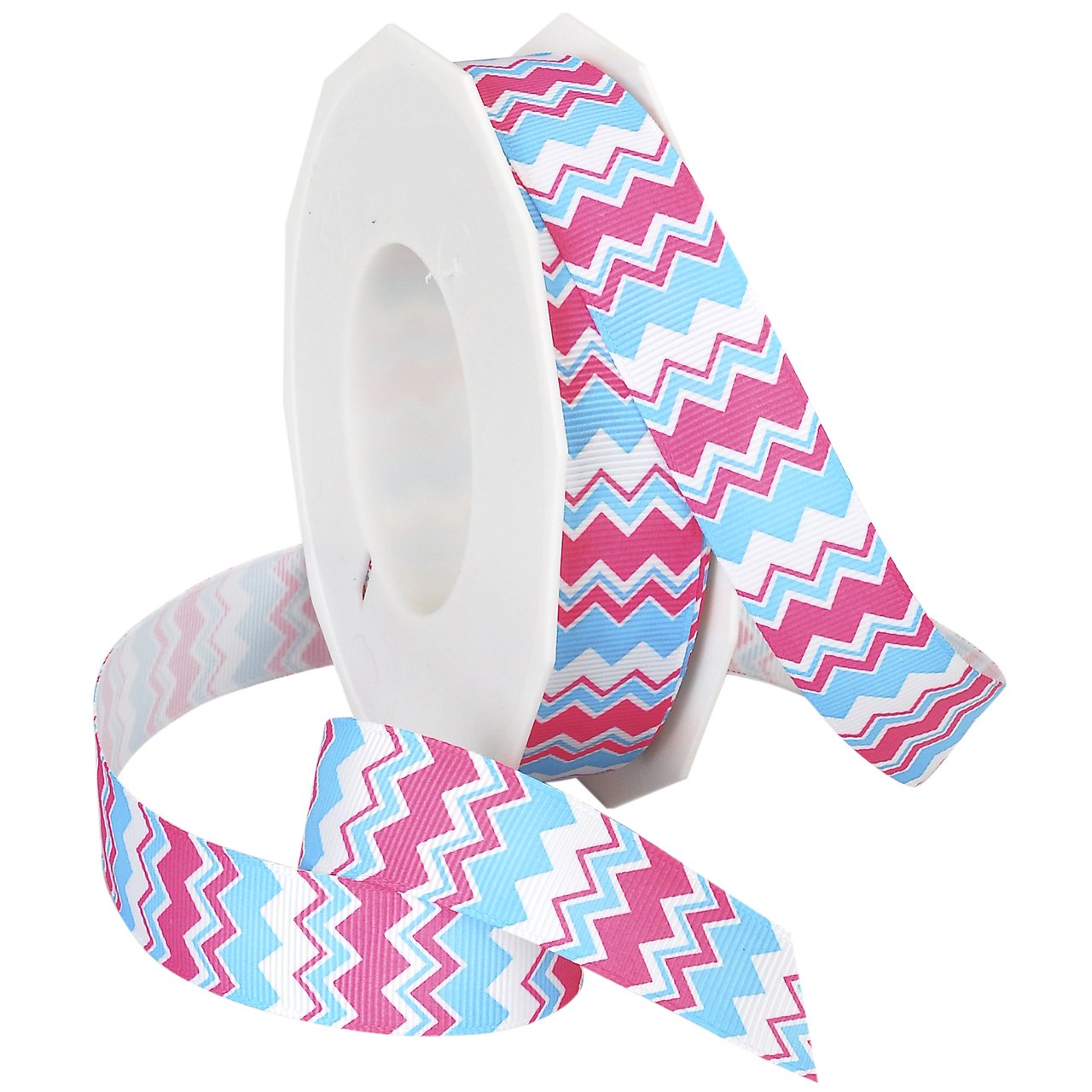 Ruban gros-grain chevron turquoise et rose idéal pour customiser vos barrettes et cadeaux
