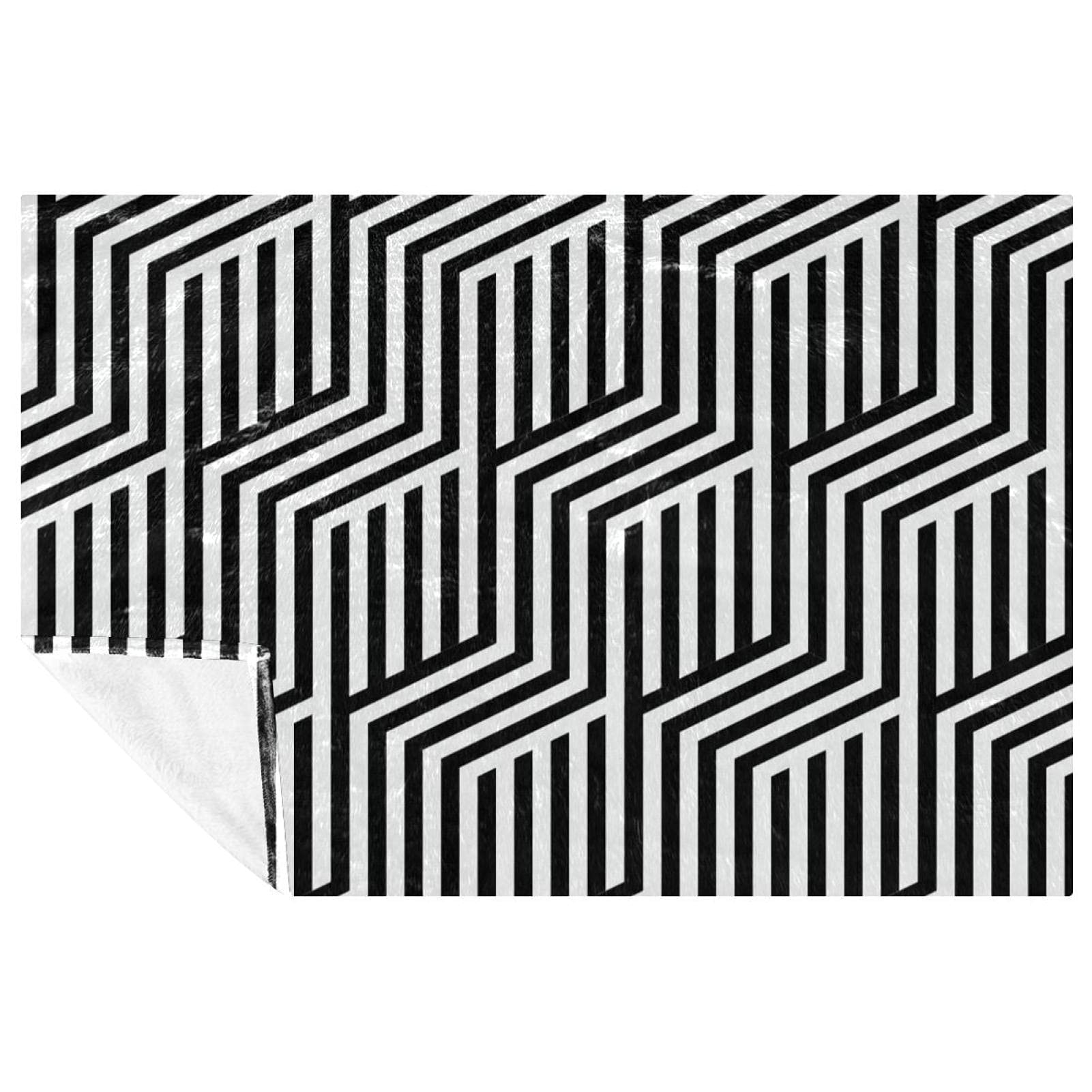 Couverture hexagonale motif géométrique noir et blanc imprimé doux et chaud 150x100