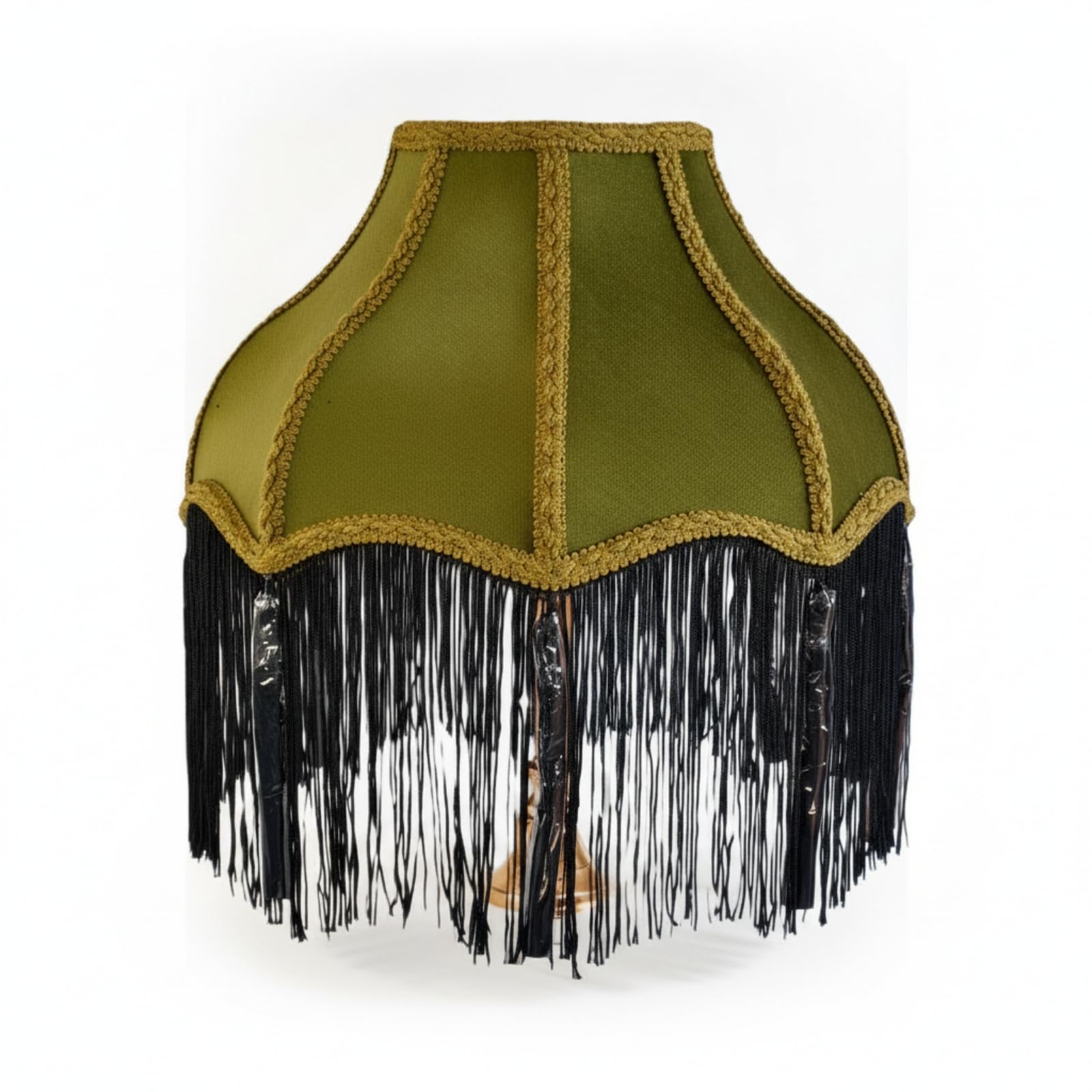 perfeclan Fringe Lamp Shade Velvet Lampshade Dome Shade Tassel Shade Replacement Shade with Segmented Silhouette and Cozy Atmosphere Suitable for bedrooms Guest Rooms Bedside Tables Hotels, Green