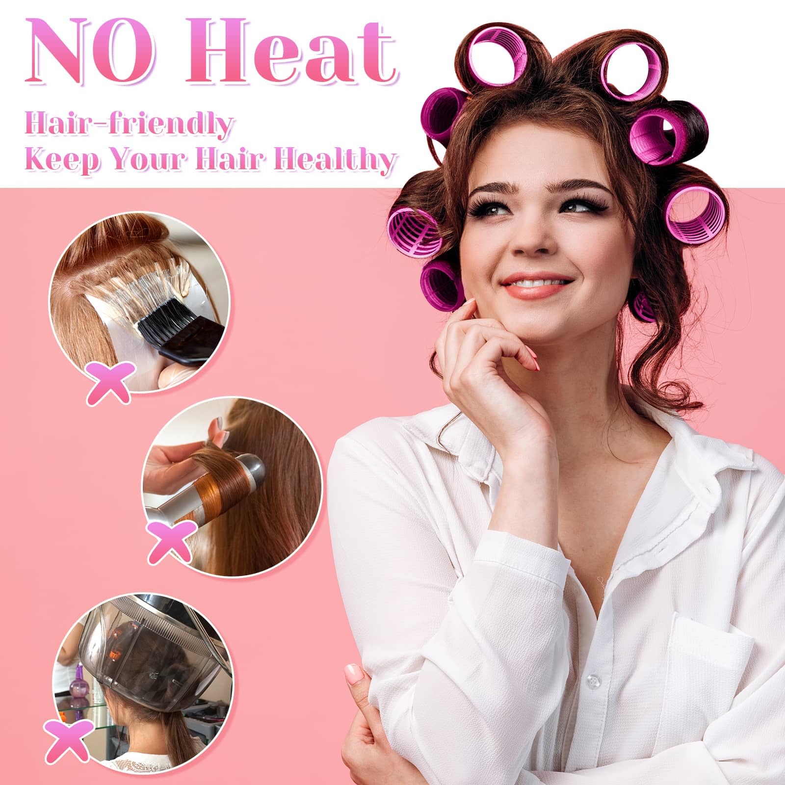 VIEWS Self Grip Rollers Hair Curlers 30Pcs Set with 18Pcs Hair Roller 3 Sizes (6 Large, 6 Medium & 6 small) and 12 Clips for Long Medium Short Hair Volume 2