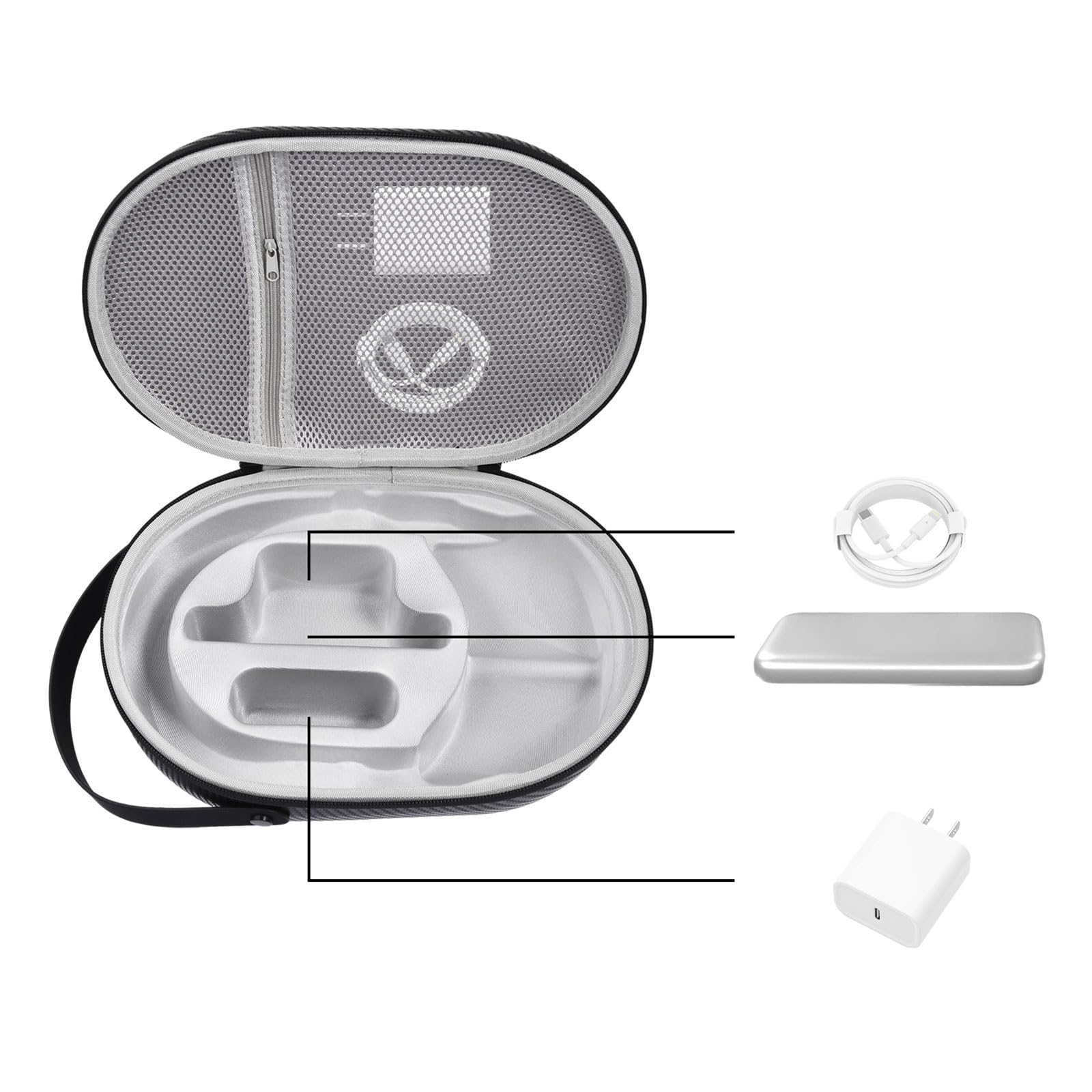 Custodia da viaggio in EVA per MR All in Casco di realtà virtuale Borsa rigida con tracolla Scatola di Immagazzinaggio per MR Caso, Tessuto nero.