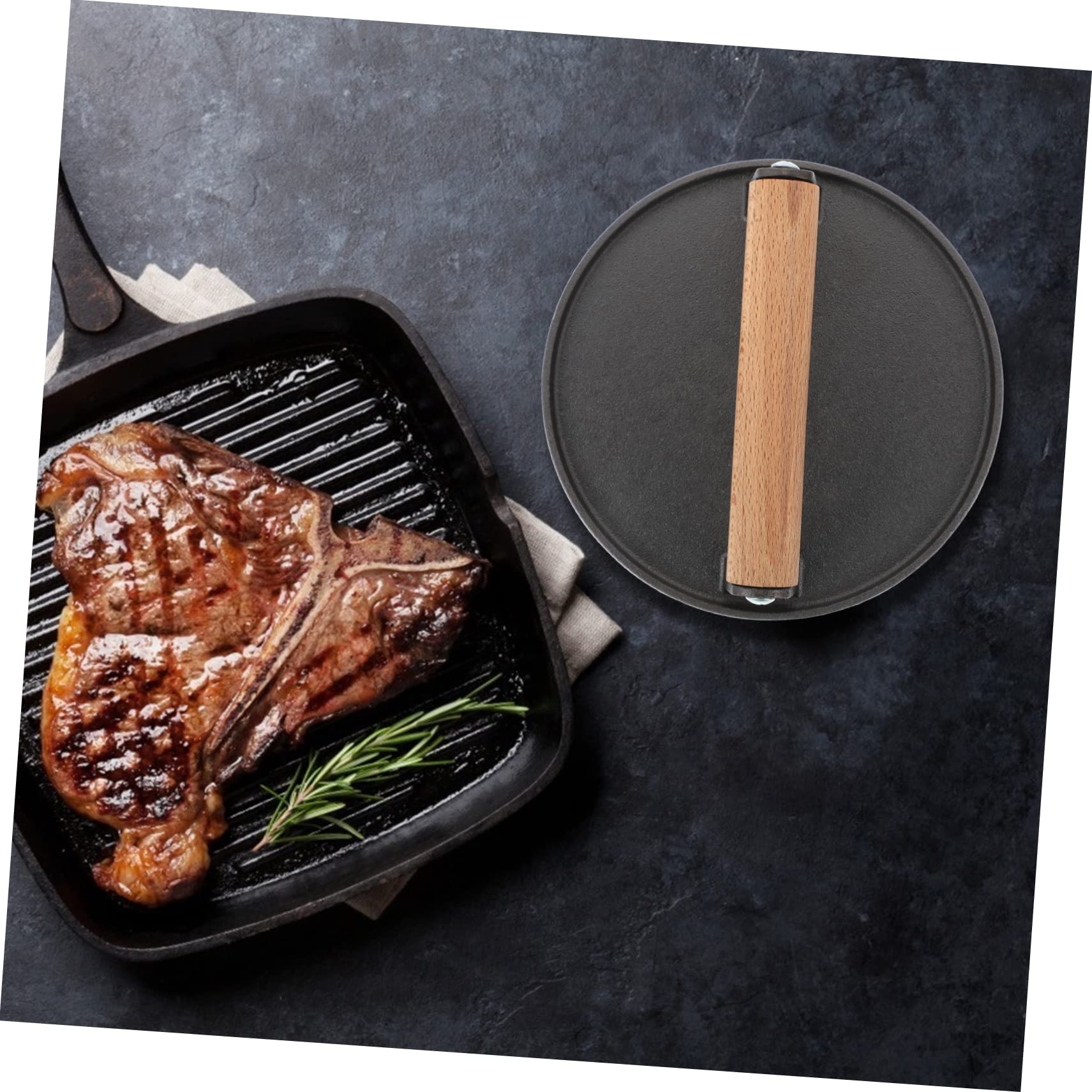 Toyvian Prensa De Carne De Hierro Fundido Tabla De Prensa De Carne Redonda De Acero para Barbacoas
