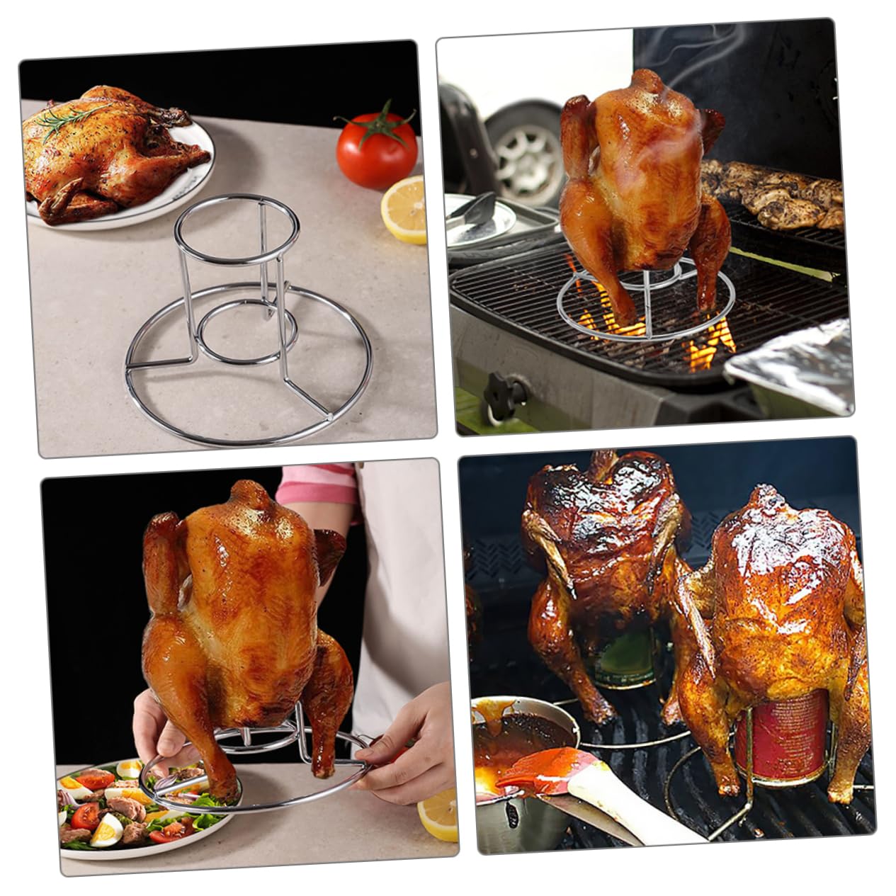 BESPORTBLE 4 Szt Grill Wielofunkcyjny Stojak Na Indyka Stojak Na Indyka Pionowy Stojak Na Kurczaka Stojak Do Pieczenia Indyka Stojak Na Grilla Ze Stali Nierdzewnej Stojak Na Indyka Puszka