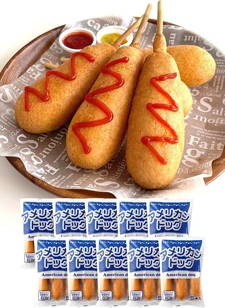 Amazon スターゼン 冷凍総菜 アメリカンドッグ 4kg 50本 5本 10袋 業務用 冷凍食品 冷凍 おやつ おつまみ パーティ ー スターゼン 冷凍惣菜 通販