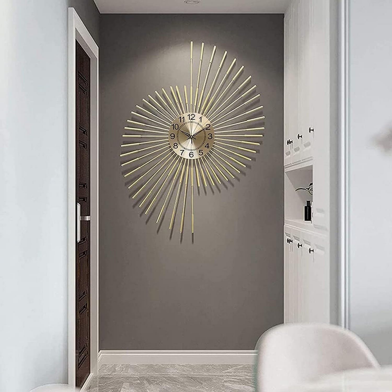 SaryEdge Wall Clock Peacock Metal Home Wall Mounted Clock Non-Ticking Silent Art Home Wall Mounted Clock for Living Room,