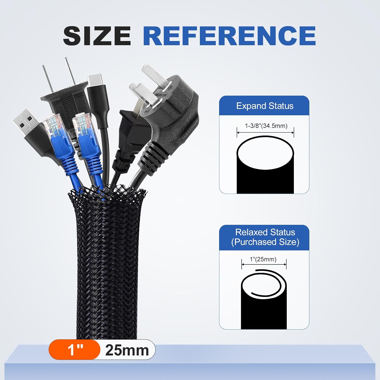 1" Cable Management Loom Wrap Sleeve Cord Wire Hider Organizer Covers image 2