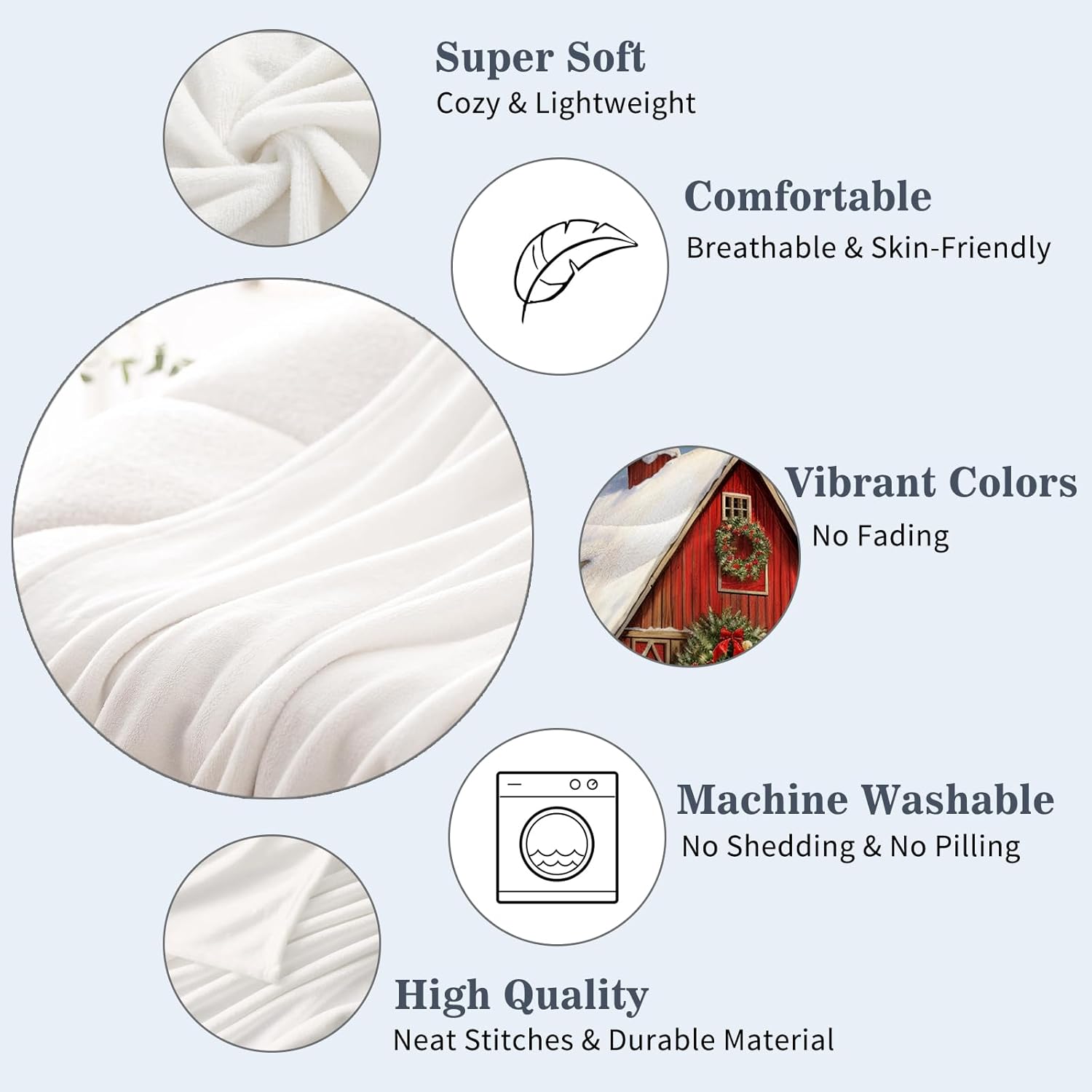 Neatee Living Farmhouse Christmas Throw Blanket Vintage Red Truck Blanket Xmas Winter Holiday Throw Blanket Couch Sofa Bed Soft Cozy Lightweight Fuzzy Plush Fleece Blankets and Throws 50x60 - Image 3