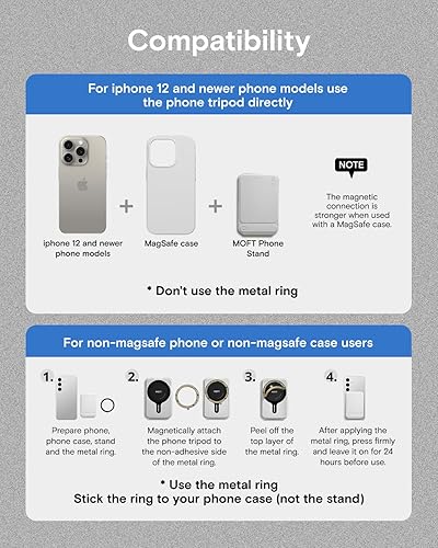 Miniatura 10 de MOFT Soporte de trípode para teléfono compatible con iPhone serie 15141312, ajuste de ángulo e imanes fuertes y trípode compatible con MagSafe MOVAS
