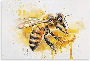Amazon.co.jp: 絵画 蜂蜜の上に蜂 アートパネル ポスター 超リアルな