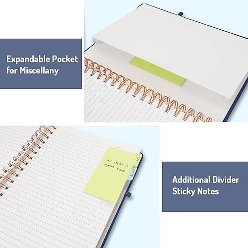 Vista 175 de Forvencer Cuaderno rayado en espiral con 300 páginas numeradas, diarios gruesos A5 para escribir con papel de 3.53 oz/m², cuadernos de tapa dura