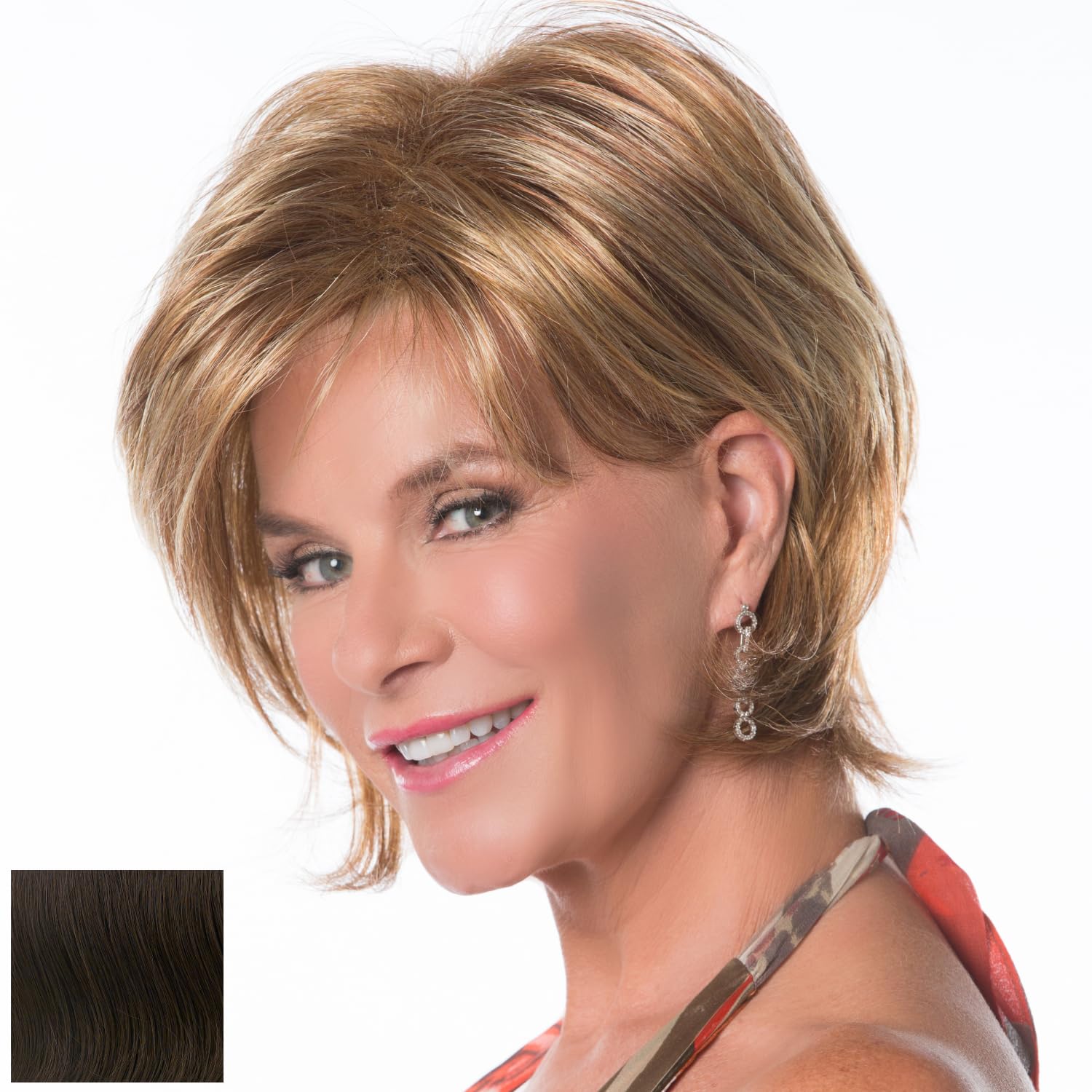 Toni Brattin Flirtatious Wig - Chin-Length Chic Styling with a Casual Bang & Layered Back - Heat-Friendly Fiber Looks & Feels Like Natural Hair - Adjustable & Comfortable (Medium Brown, Regular)