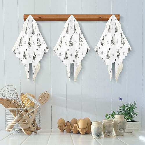 Miniatura 5 de KLL Christmas Tree White Kitchen Microfiber Towels Rustic Tea Towels for Kitchen Hand Towels Kitchen Terry Cloth Kitchen Hand Towels