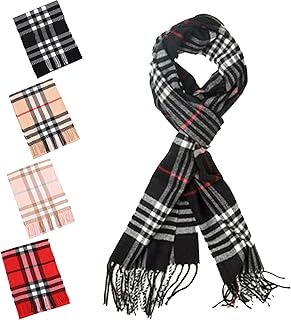 3 Pack Unisex Fleece Scarf Assorted Plaid Colors 9.5 X 59