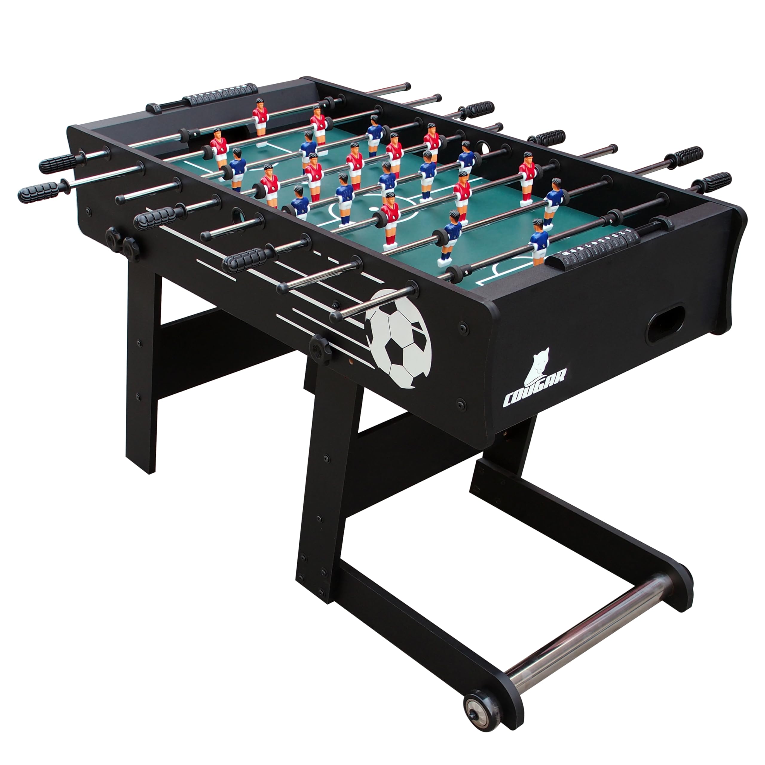 Cougar Table De Babyfoot Scorpion Kick Noir | Jeu De Football De Table Pliable Intérieur pour Tous Les âges | avec 2 Balles & Comptoir De Points