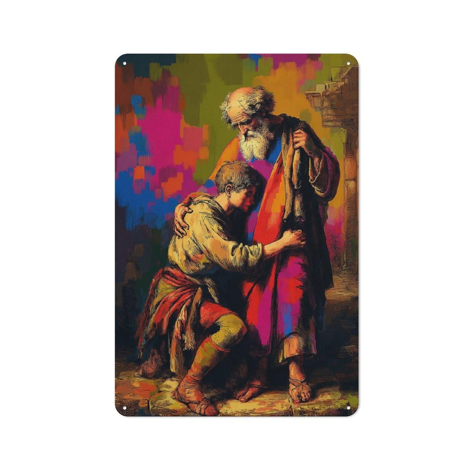 Junmoney Anointing Of Samuel 30X20cm Rustic Tin Sign With For Dining Room Or Kitchen, A Decorative Metal Sign For Kitchens And Dining Spaces
