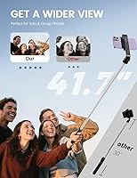 Vista 2 de Trípode selfie stick con control remoto, extensible giratorio de 360°, soporte de trípode de teléfono de 41.7 pulgadas para filmación de teléfono