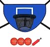 Trampoline Basketball Hoop with Breakaway Rim, 3 Mini Basketballs and Pump, Reusable Ball Hoop for Trampoline, Basketball Hoop for Kids Adults Indoor Outdoor Use