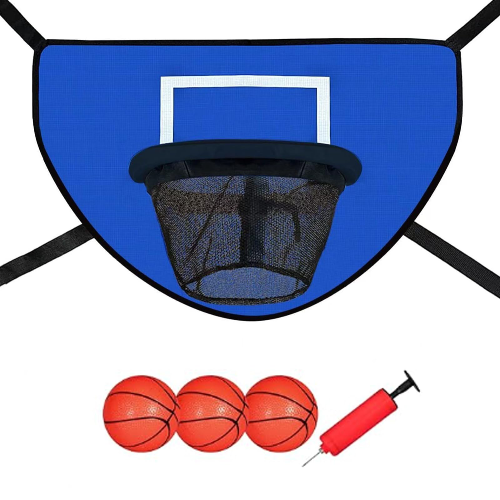 Trampoline Basketball Hoop with Breakaway Rim, 3 Mini Basketballs and Pump, Reusable Ball Hoop for Trampoline, Basketball Hoop for Kids Adults Indoor Outdoor Use