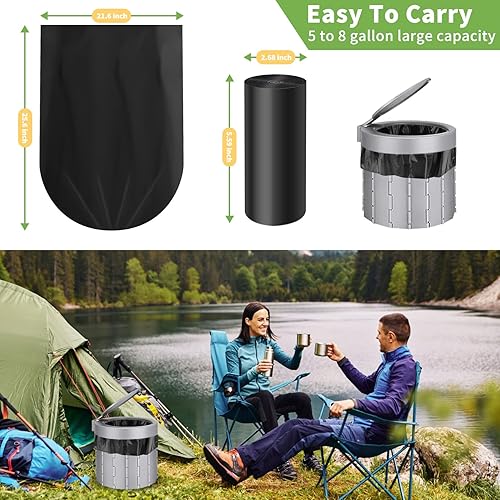 Miniatura 3 de Bolsas de inodoro portátiles ultra fuertes, 100 unidades, forro de cubo de 5 a 8 galones, bolsas de inodoro biodegradables gruesas para acampar para