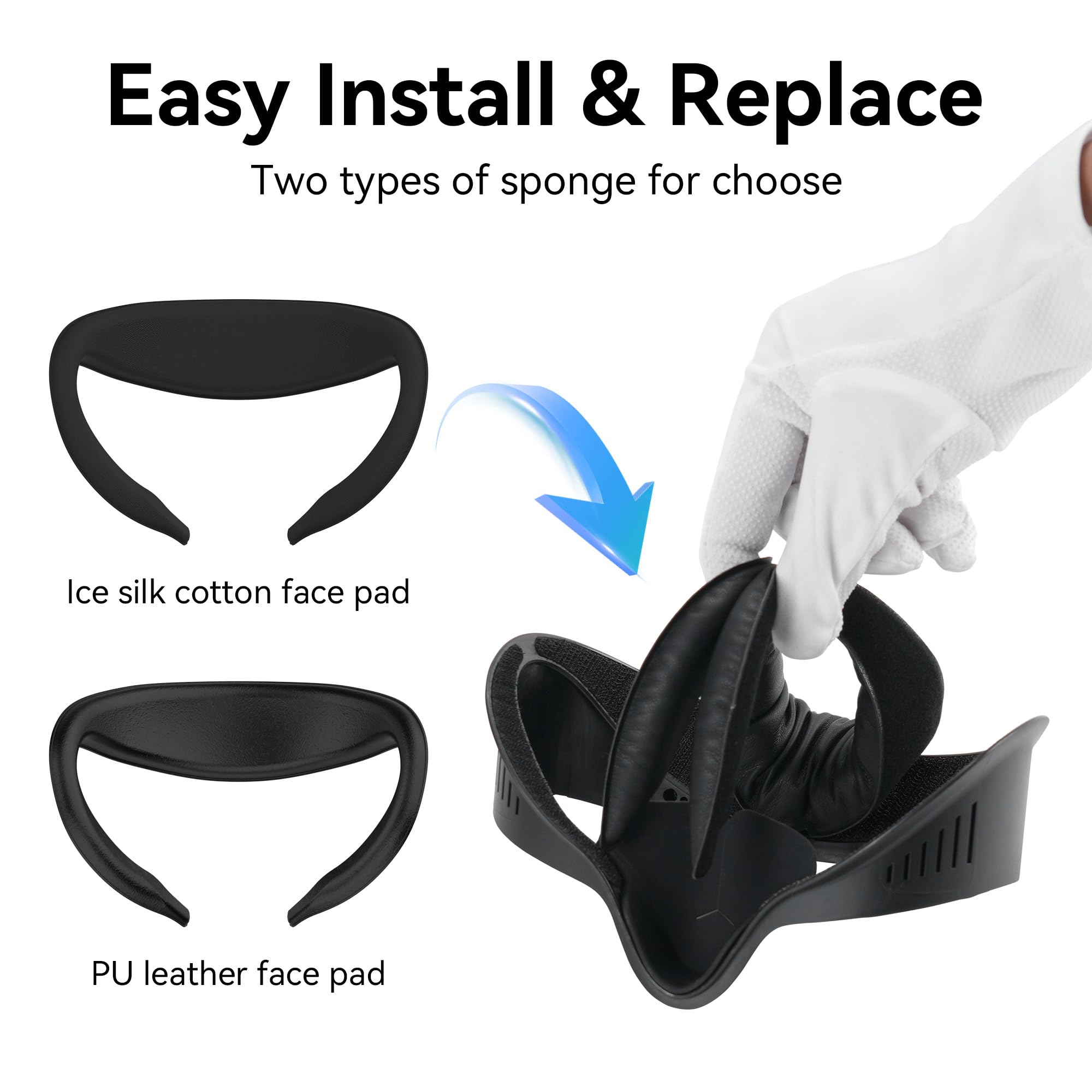 HiBloks - Interfaz facial con ventilador de refrigeración para accesorios Meta Quest 3S, 2 almohadillas de cubierta facial compatibles con el enfriador de ventilador Oculus Quest 3S, interfaz facial