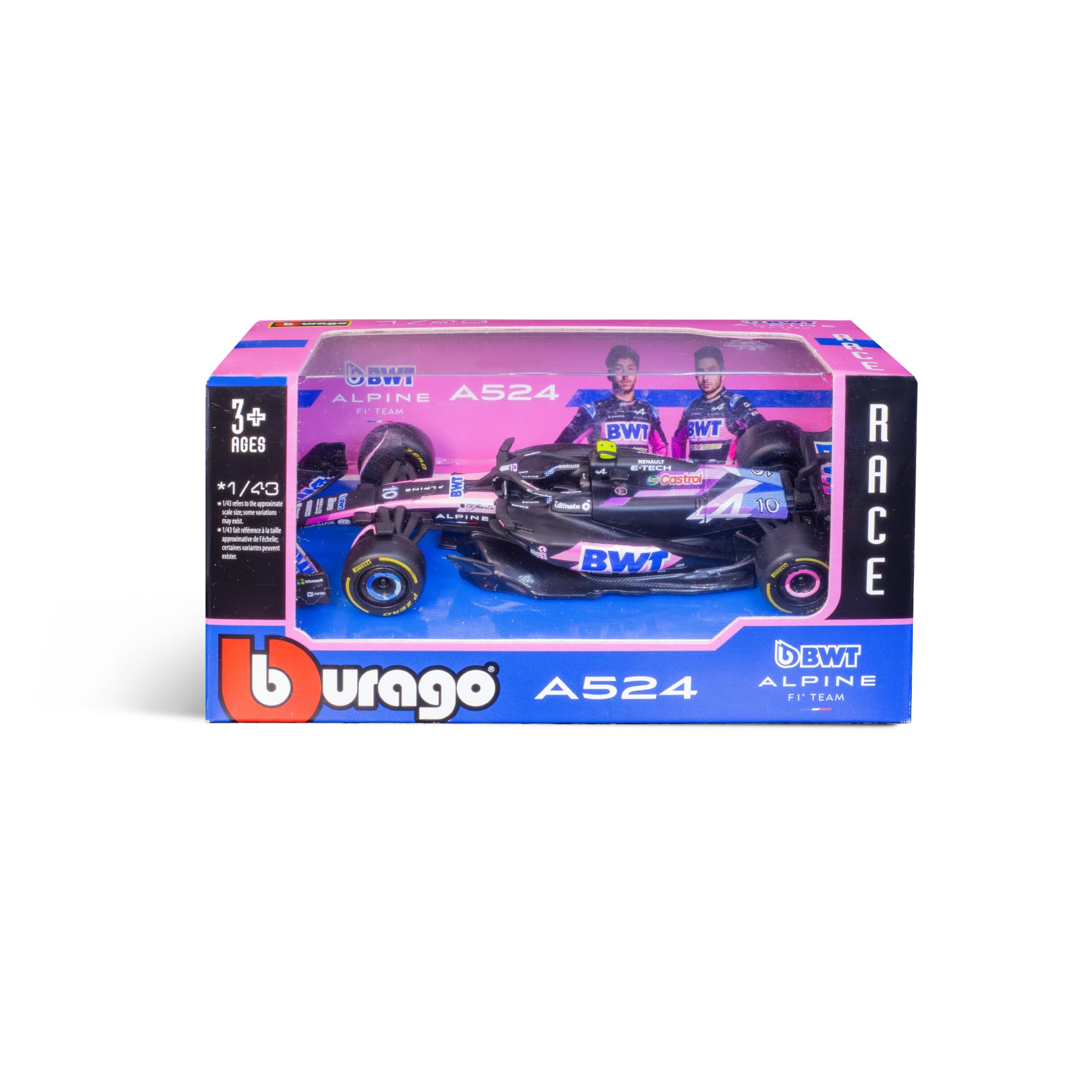 Bburago F1 BWT ALPINE F1 TEAM A524 (2024) - GASLY - 1:43 Scale - Incredibly Detailed Die-Cast Replica Collectible Race Car Model, Multiple Colours