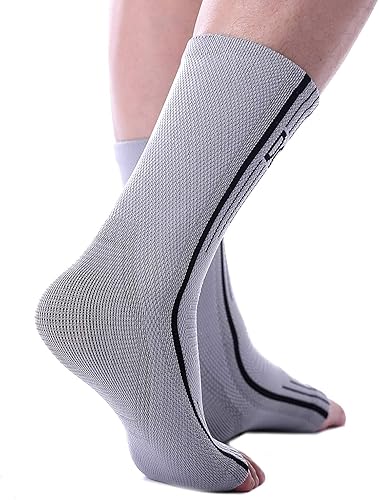 Miniatura 8 de Doc Miller Manga de compresión de tobillo Soporte para fascitis plantar, calcetines de neuropatía sin dedos, 20-30 mmHg, soporte de alivio de