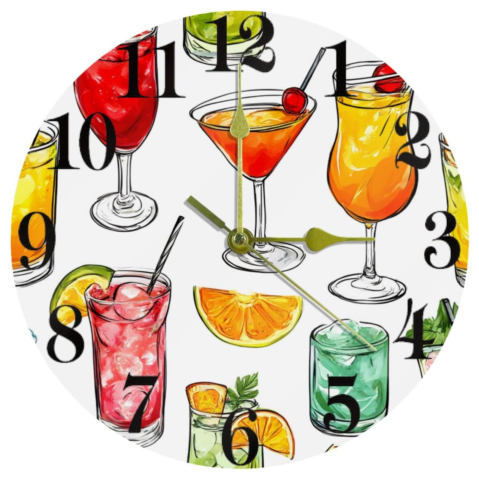 Horloge murale ronde d'été pour décorer une cuisine lumineuse