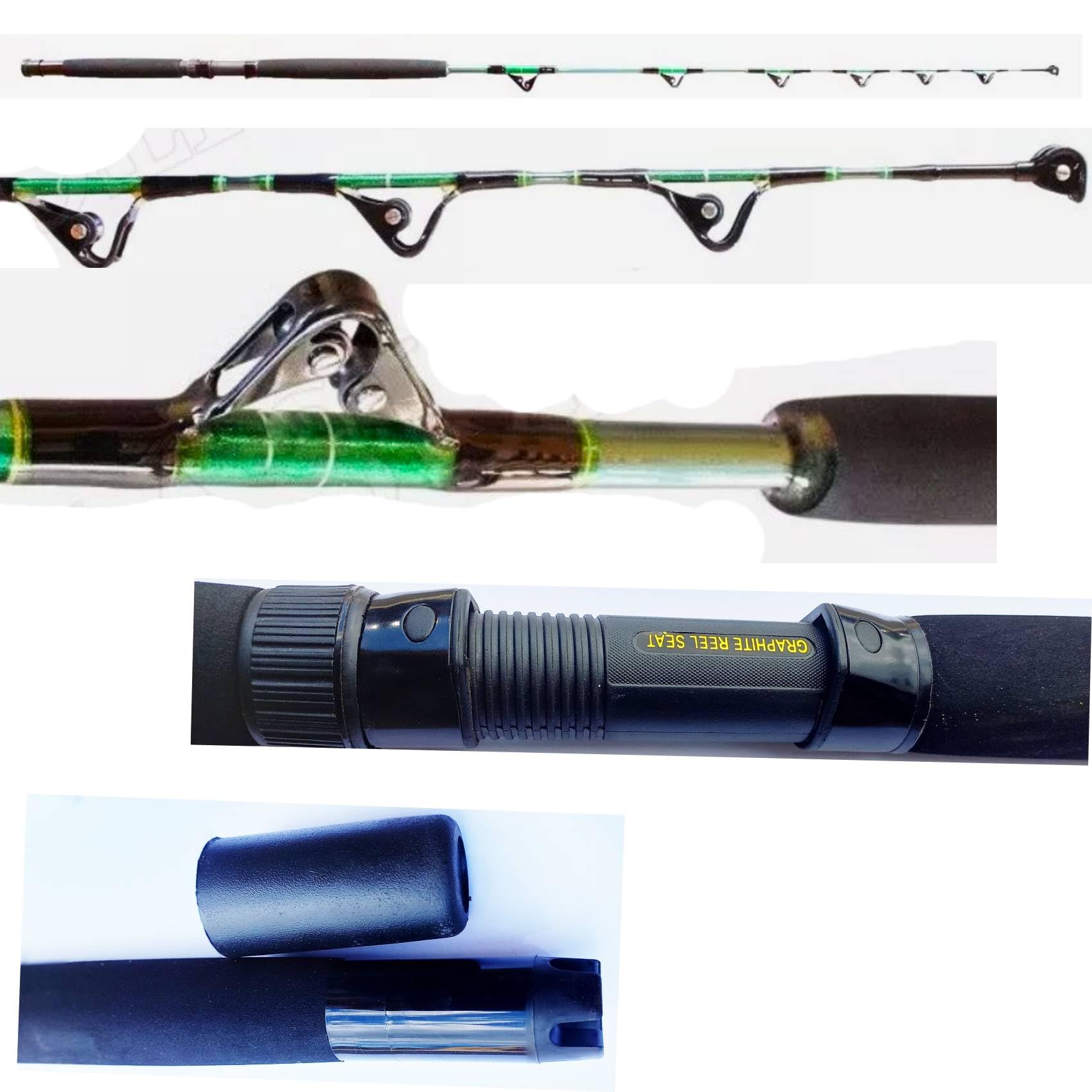 Canna Da Pesca Traina Tonno Con Carrucole Metri 1,65 Libre 30/60 Drifting