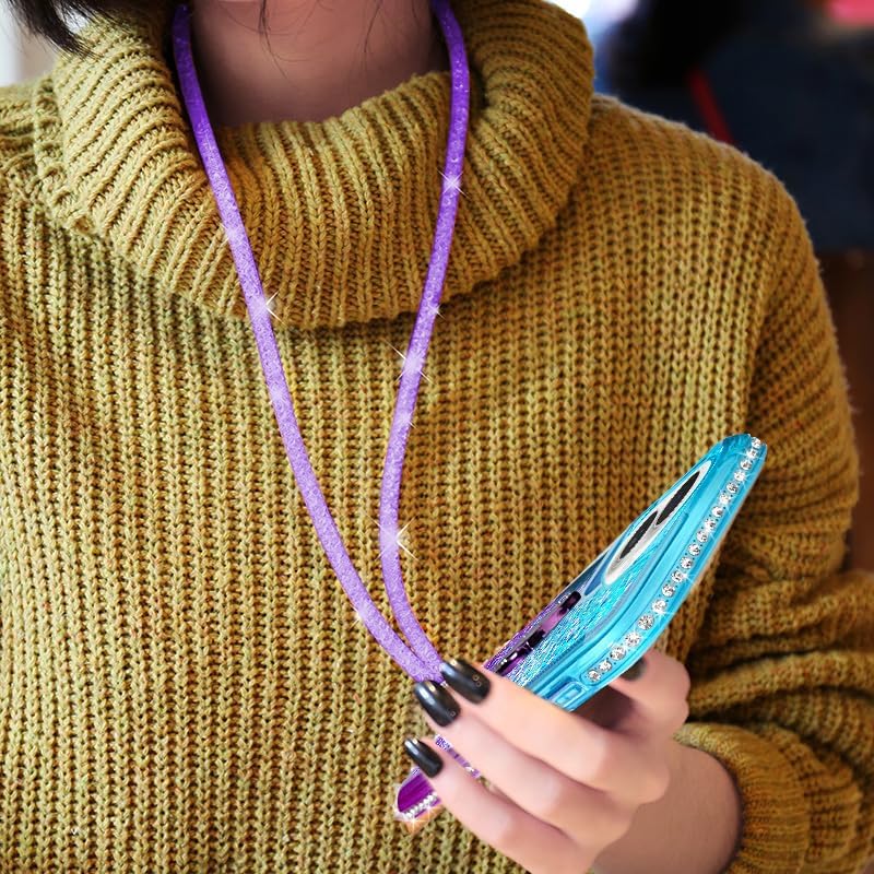 Silverback for iPhone 16 Case, Moving Liquid Holographic Sparkle Glitter Case with Kickstand, Girls Women Bling Diamond Ring Protective Case for iPhone 16 - Purple - Image 5