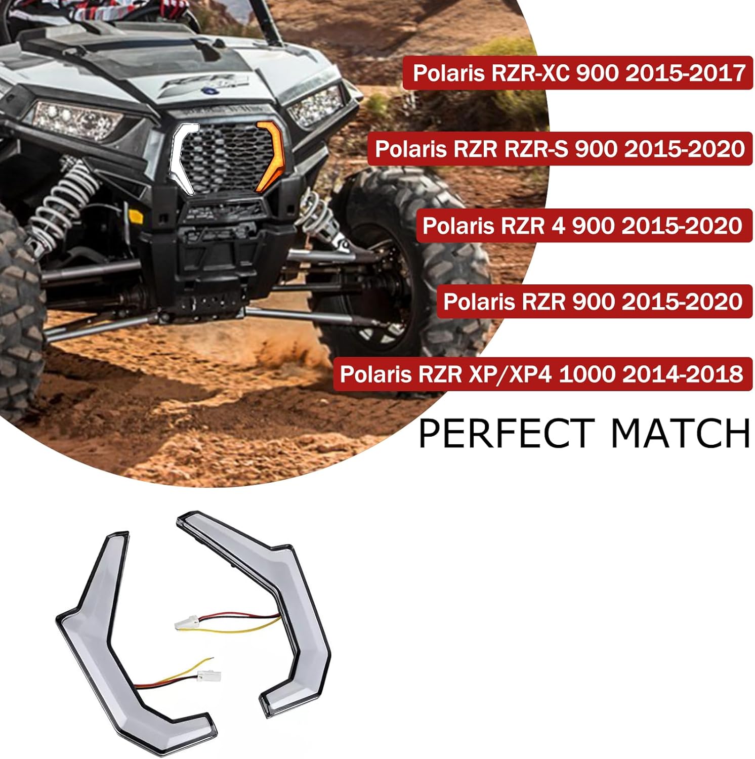 Grille Accent Fang Led Lights for Polaris RZR XP 1000 2014-2018 for ZR 900 XC 900S 2015-2020 Grill Turn Signal Light Grill Signature Lamps