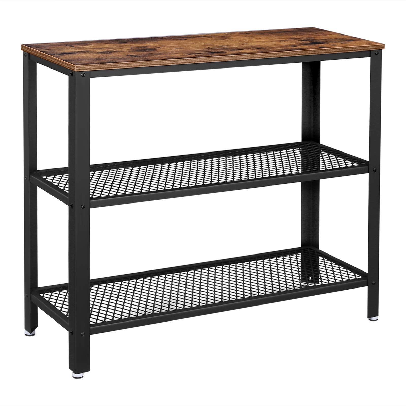 VASAGLE Industrial Console Table, Hallway Table with 2 Mesh Shelves