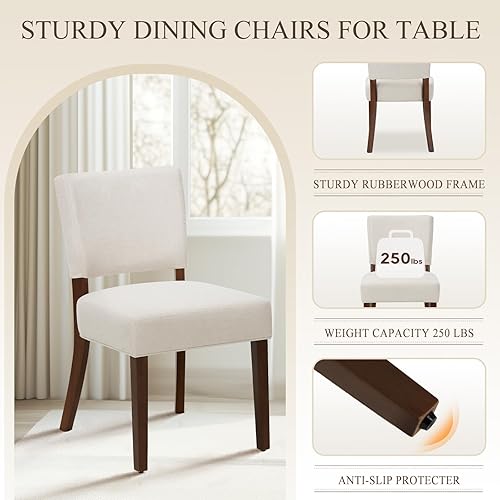 Miniatura 3 de COLAMY Juego de 4 sillas de comedor modernas de mediados de siglo, sillas de cocina tapizadas con respaldo abierto, sillas laterales de tela con