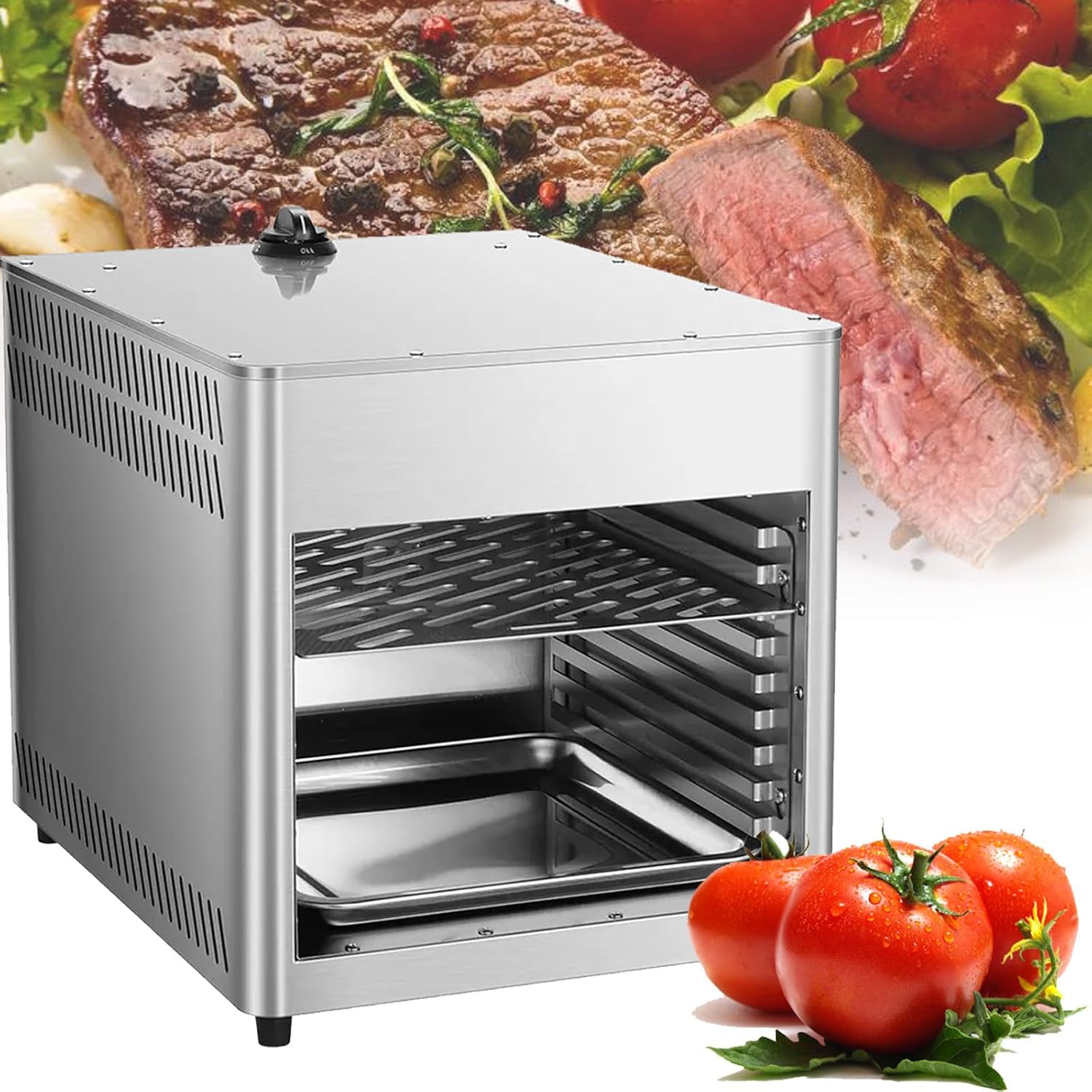 Commercial 800℃ Constant Temperature Steak Oven Grill, Stainless Steel Gas Steak Broiler, for Steak, Pizza, Salmon, Fruits and Vegetables,NPJ003G