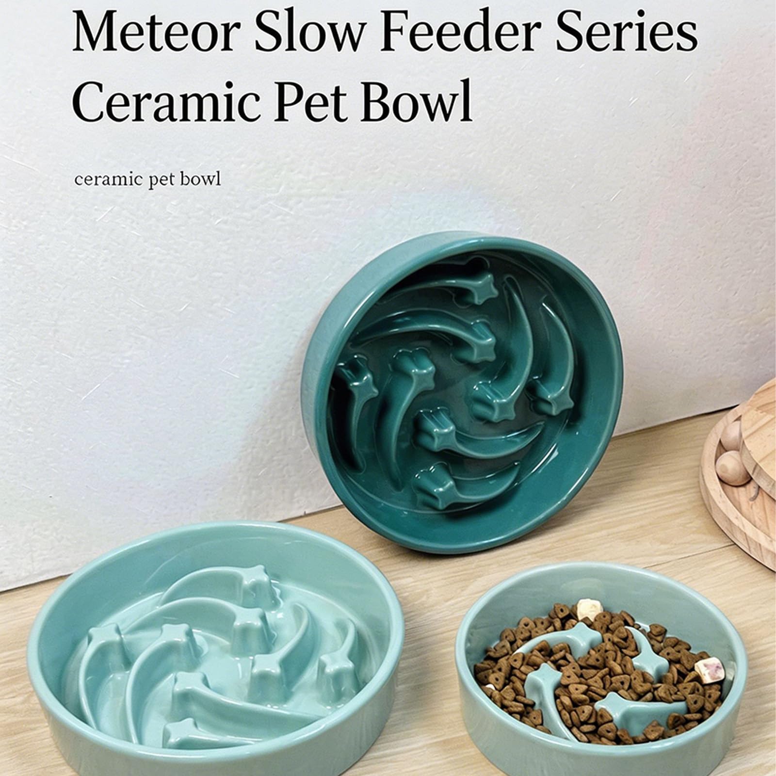 Mangiatoia antiscivolo per animali domestici con base antiscivolo per cani e gatti ciotola in ceramica antiscivolo per mangiare lentamente ciotola per cani e cani di piccola taglia