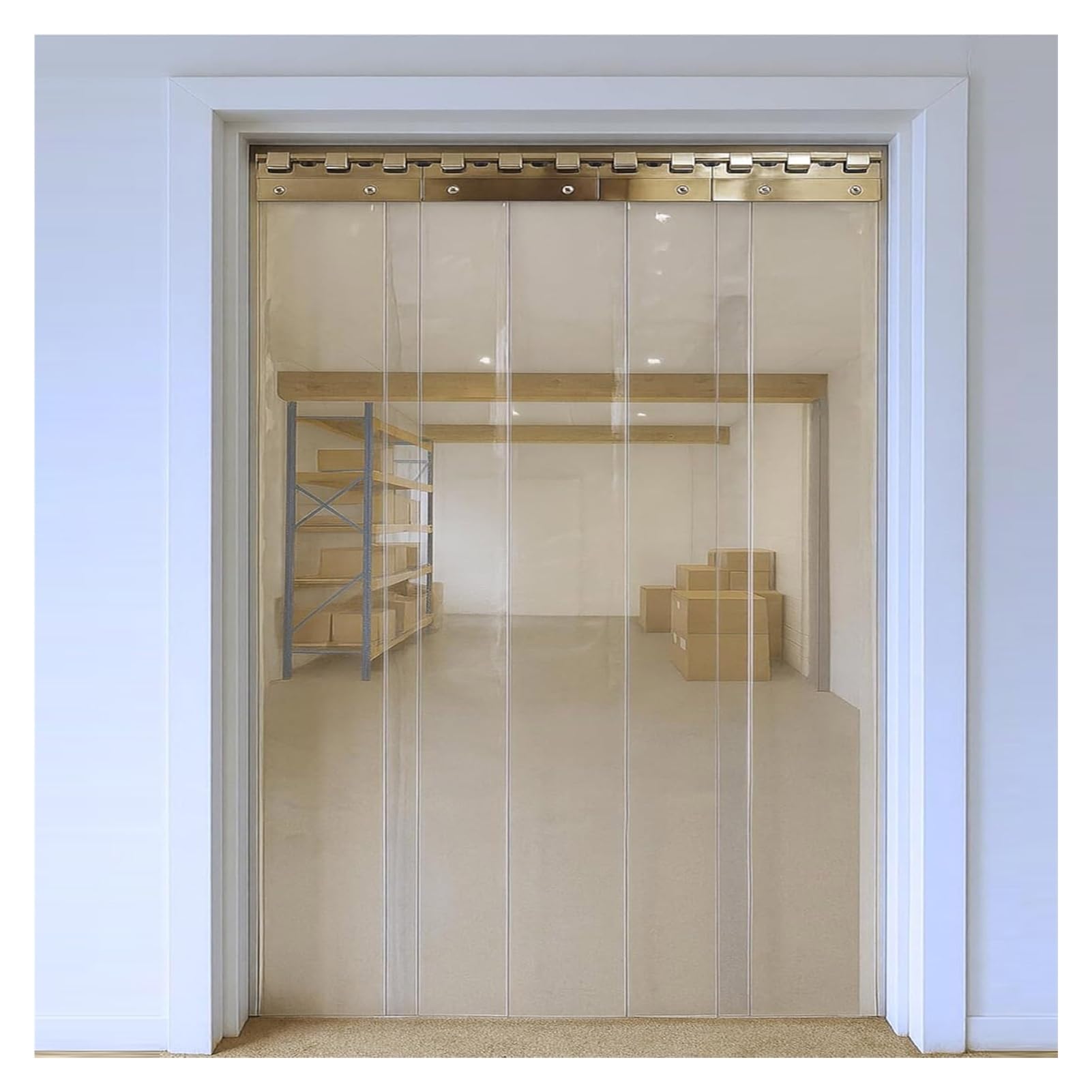 Plastiques Bande Lamelle Résistant au Vent Rideau à Lamelles Transparent Rideaux Porte Lanières PVC Entrepôt et Garage(75x210cm/29.53x82.68in)