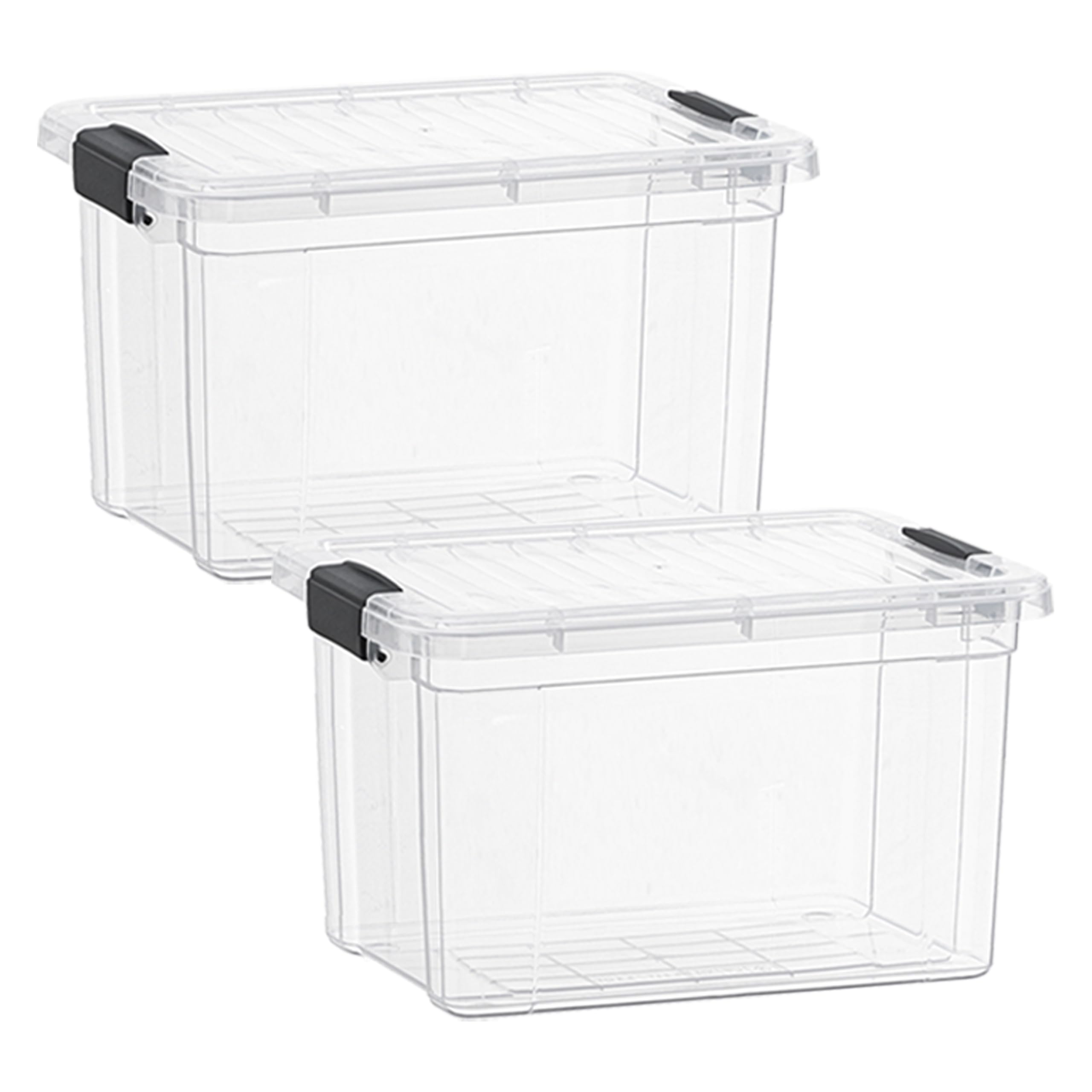 Superio Clear Storage Boxes with Lids, 49 Quart Plastic Container Bins for Organizing, Stackable Crates, BPA Free, Non Toxic, Odor Free, Organizers for Home, Office, School, and Dorm, 2 Pack
