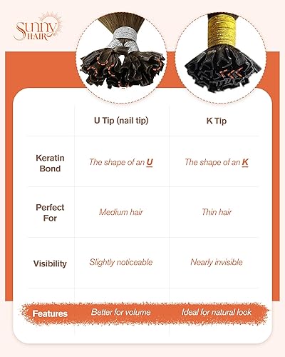 Miniatura 7 de Sunny Hair - Extensiones de cabello humano con punta en I 100S, extensiones de cabello humano marrón chocolate preunido, extensiones de cabello