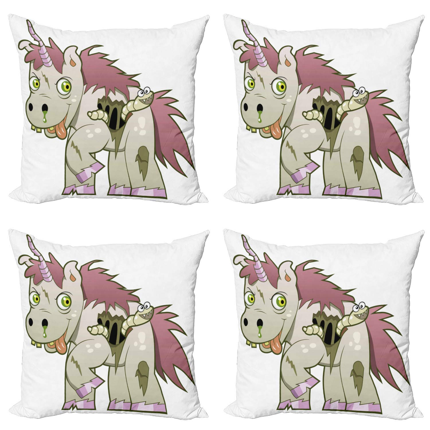 ABAKUHAUS Set 4 Federe Cuscino 60x60 Cm – Musica Jazz Rock Roll, Stampa Fronte/Retro, Microfibra Morbida, Grigio/Giallo/Nero - 2