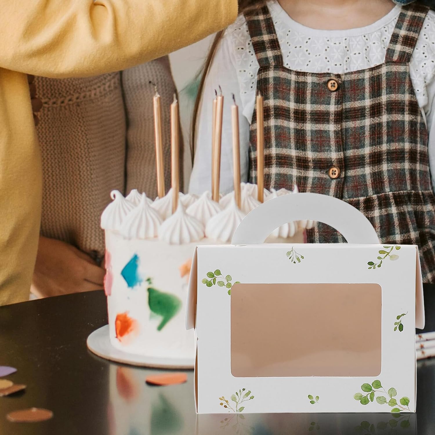 10pcs 4-5 Inch Cake Boxes with Window, Handheld Decorative Wrapping Boxes for Birthday Party, Mini Party Candy and Chocolate Packaging Cases