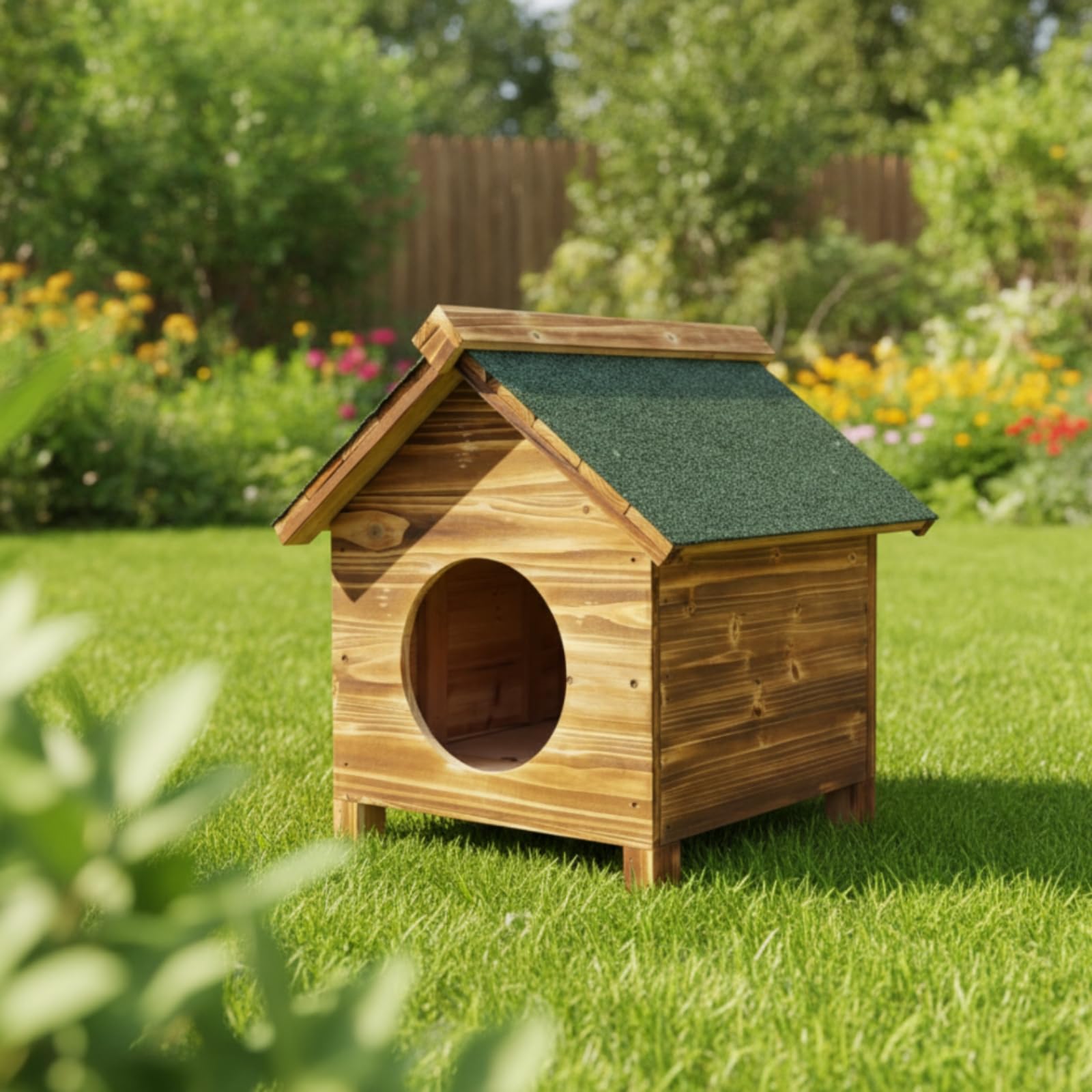 Cuccia in Legno Idrorepellente Casetta Rustica Rifugio per Giardino, Cortile, Patio, Porta Laterale