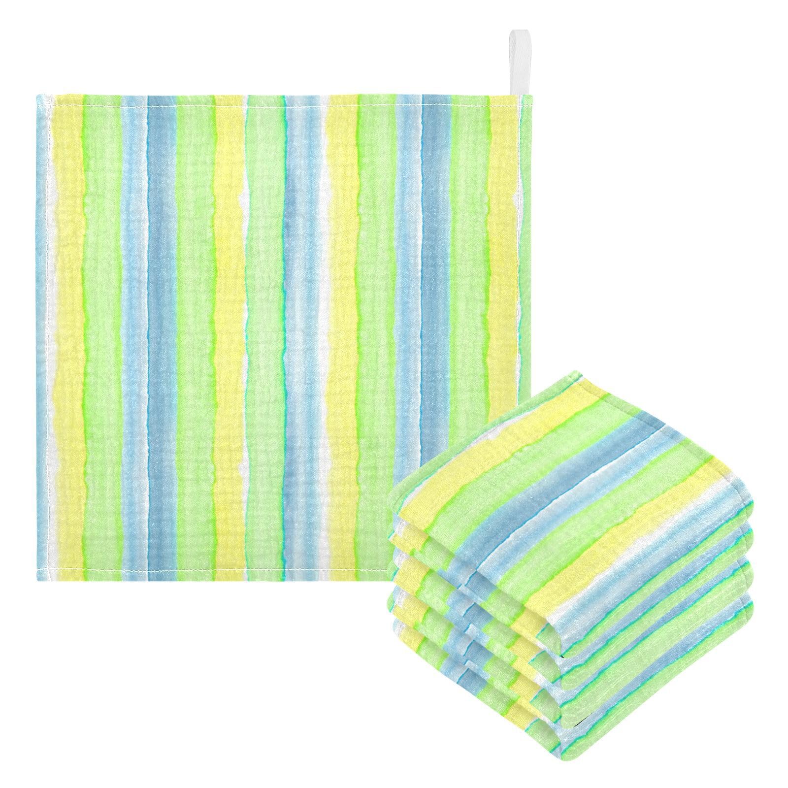 Kigai Colorful Stripes Baby Washcloths,5pcs Ultra Soft Absorbent Towel,Newborn Bath Face Towel, Natural Reusable Baby Wipes for Sensitive Skin, Baby Registry as Shower