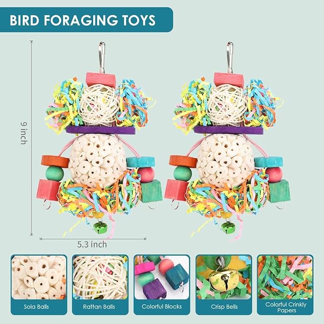 Foto 2 de 6 de Cetfuro Juguetes para PáJaros, Juguetes para Conure, Colgantes, Bola de Sola Suave Natural, Pico para Masticar