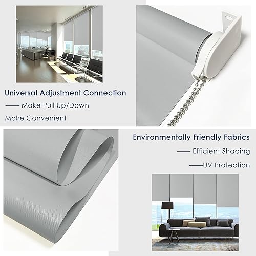 Miniatura 4 de Persianas enrollables 100 % opacas, con aislamiento térmico para ventanas, tela con protección UV, persianas opacas clásicas para el hogar, oficina,