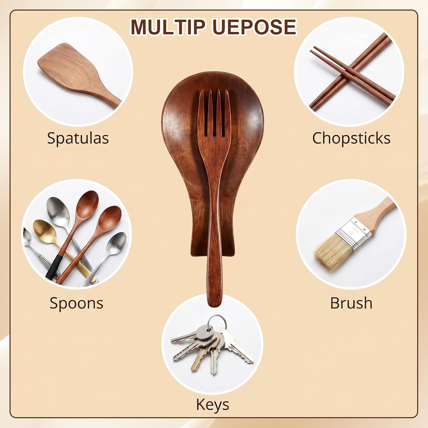 1 Pcs Wooden Spoon Rest for Stove Top