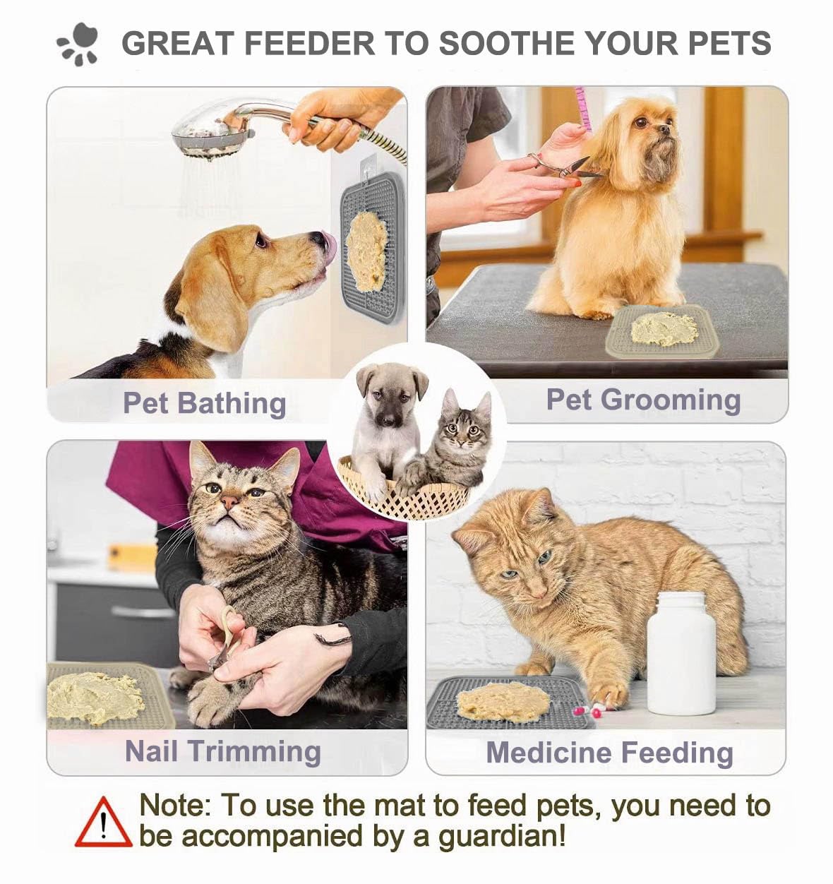 Azyh 2 PCS Tappetino da Leccare per Cani e Gatti con Ventose, Tappetino da Leccare per Cani per Alleviare L'ansia, Tappetino da Mangiare per Cani per Burro, Yogurt e Arachidi